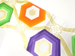 アンティーク　重ね亀甲模様織出し袋帯（材料）